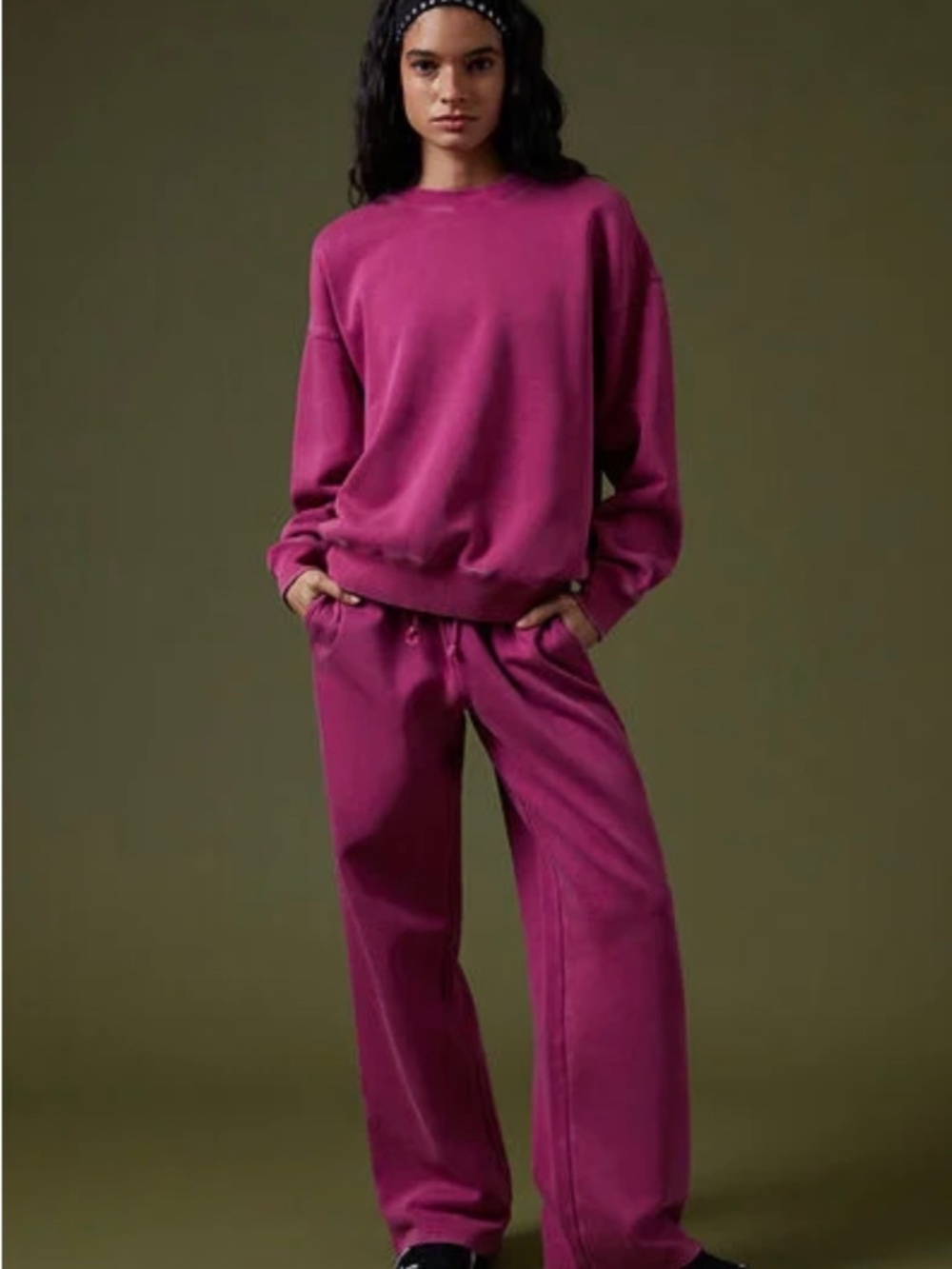 Pacsun Ultra Soft Fleece Vintage Wash Baggy Sweatpants in Berry Size XXS